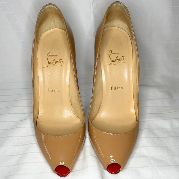 Louis Vuitton Peep Toe Heels in Patent Leather, Nude, Size 7 - Picture 1 of 7